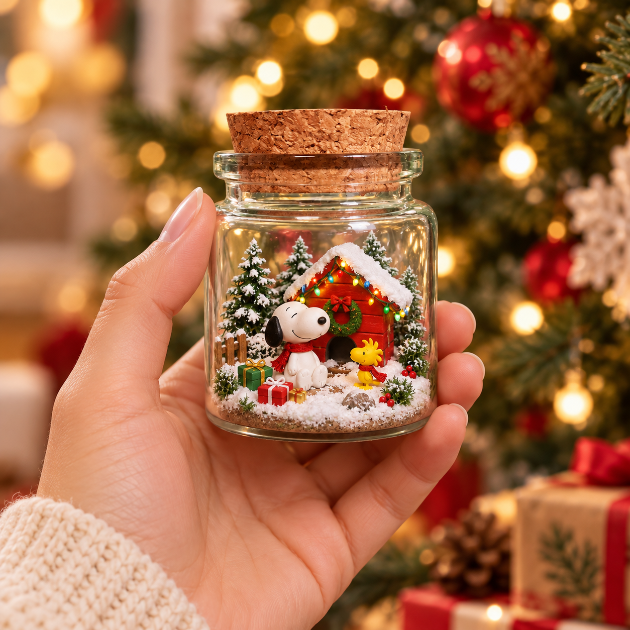 Snoopy Christmas “Home for the Holidays” Winter World in a Jar