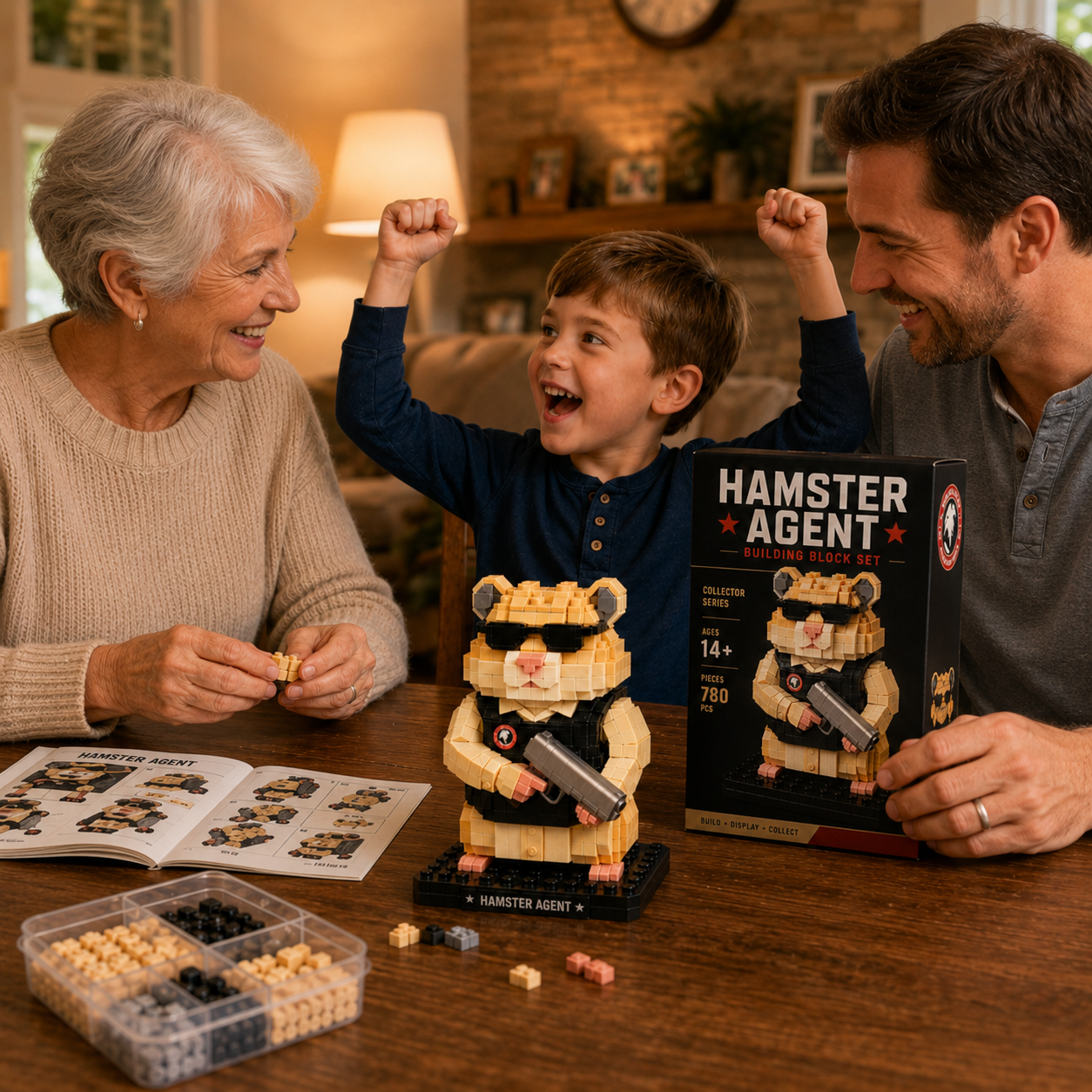 Covert Critter Series: Hamster Agent Building Block Set