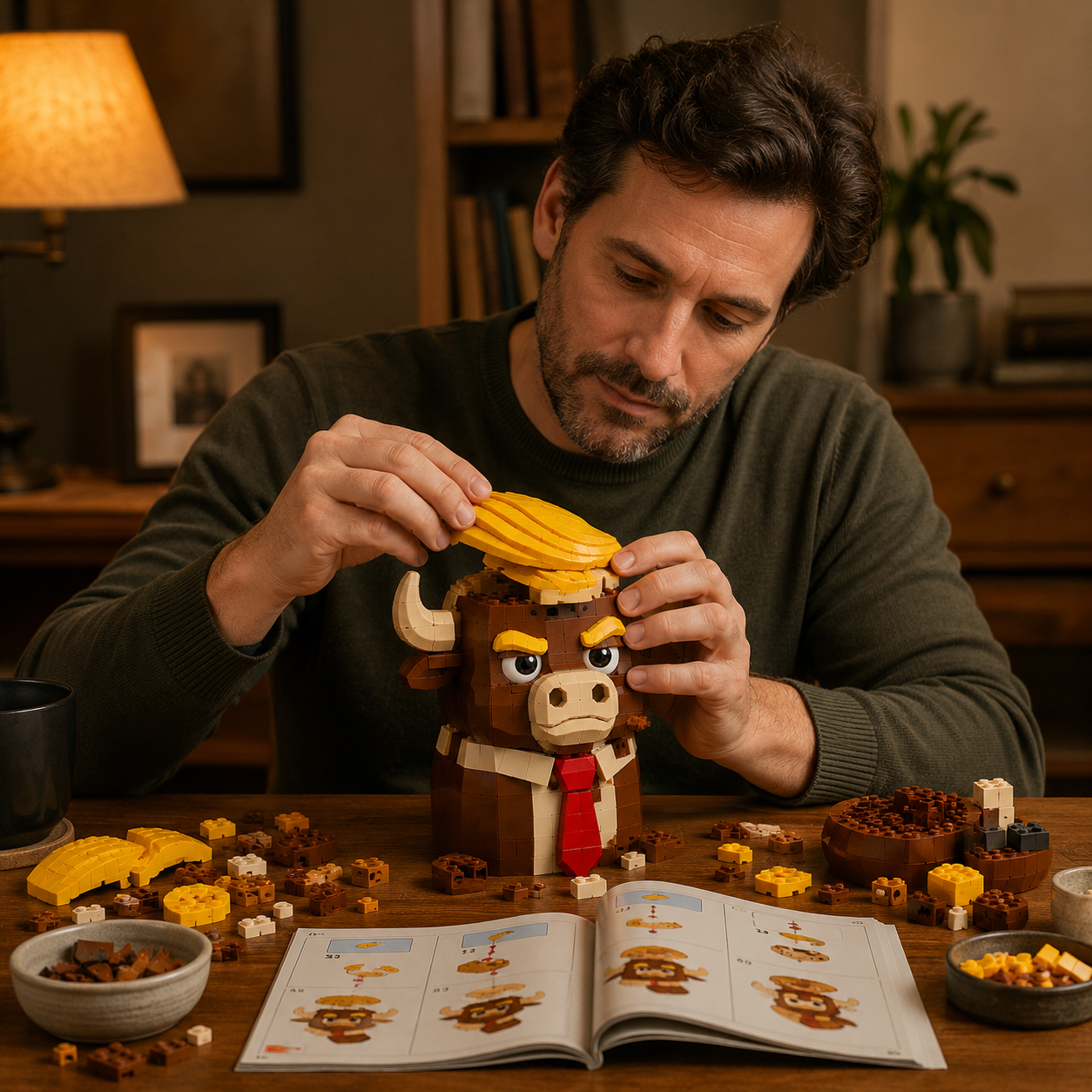 The Golden-Haired Grumpy Bull Building Block Set