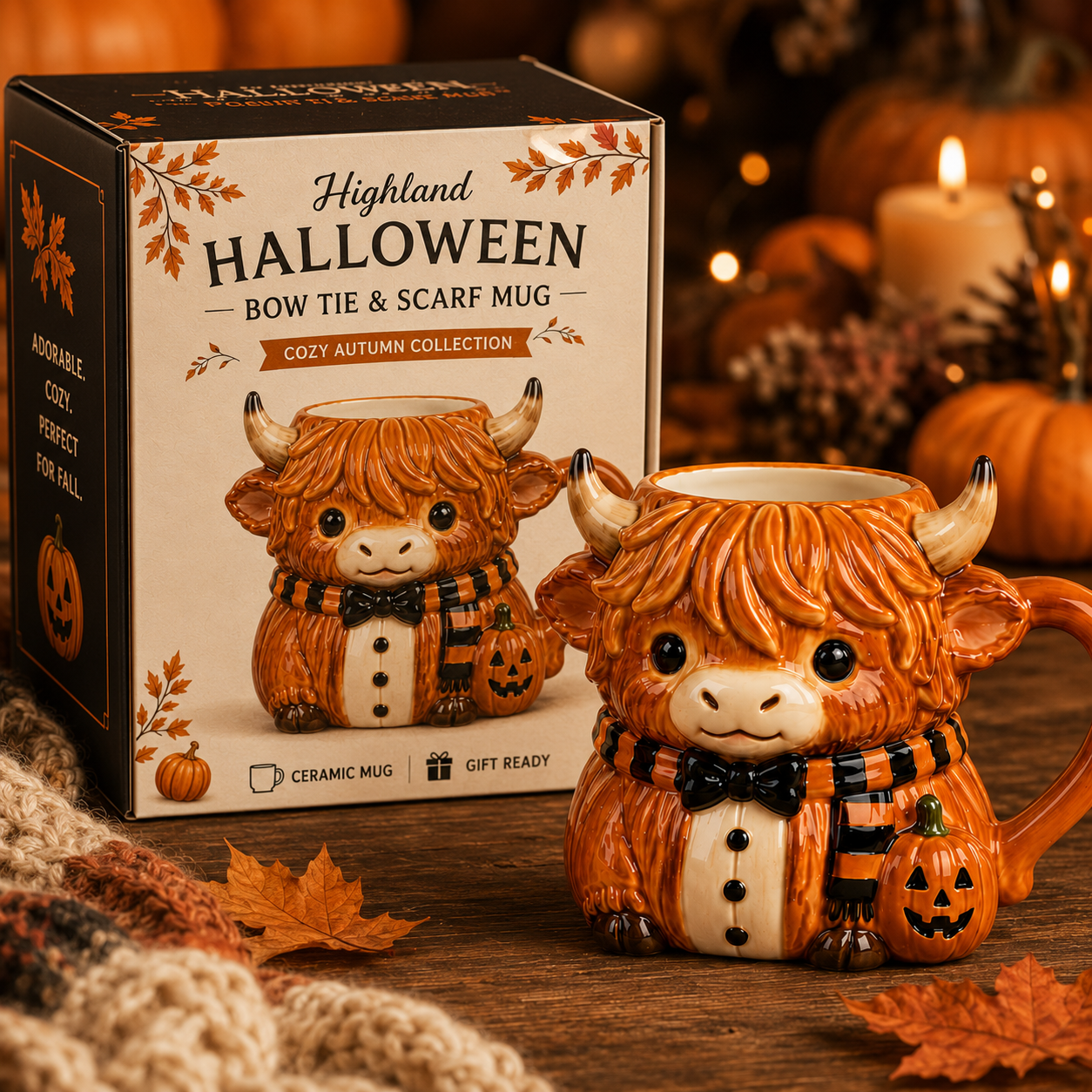 🎃 Cozy Halloween Charm | Highland Halloween Mug Set