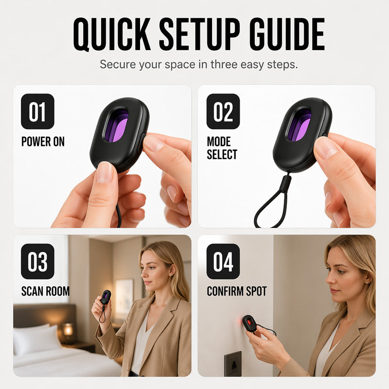 🔍Smart Infrared Camera Detector – Finds hidden pinhole lenses instantly. LED flashlight & door alarm – travel with privacy & peace of mind! 🏨✨