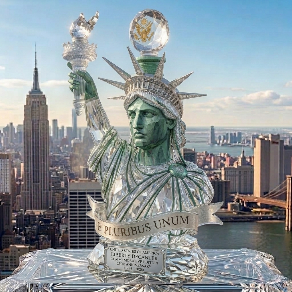 Statue of Liberty Official US 250th Anniversary Commemorative Crystal Glass Decanter