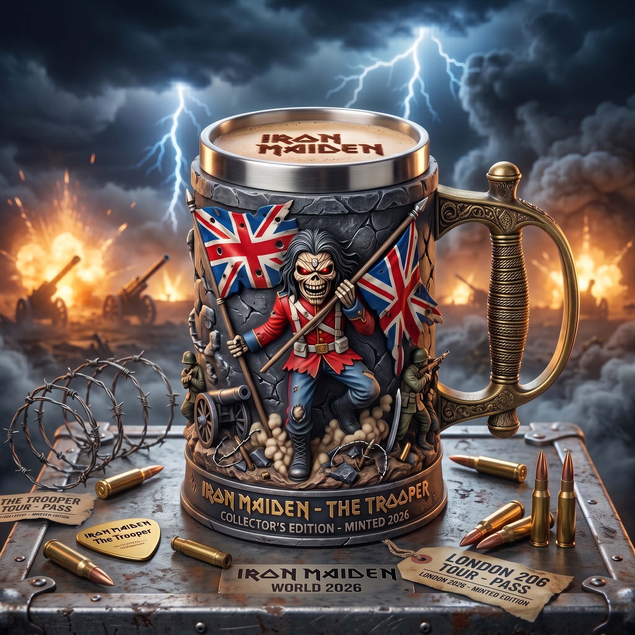 Iron Maiden "The Trooper" 3D Heavy Metal Beer Stein 🍺⚔️