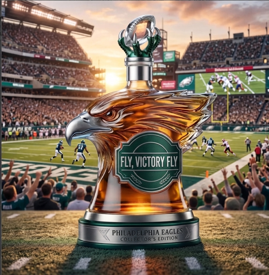 "Fly, Eagles Fly" Collector’s Whiskey Decanter 🦅🏈 | Philadelphia Eagles Eagle Head Spirits Bottle