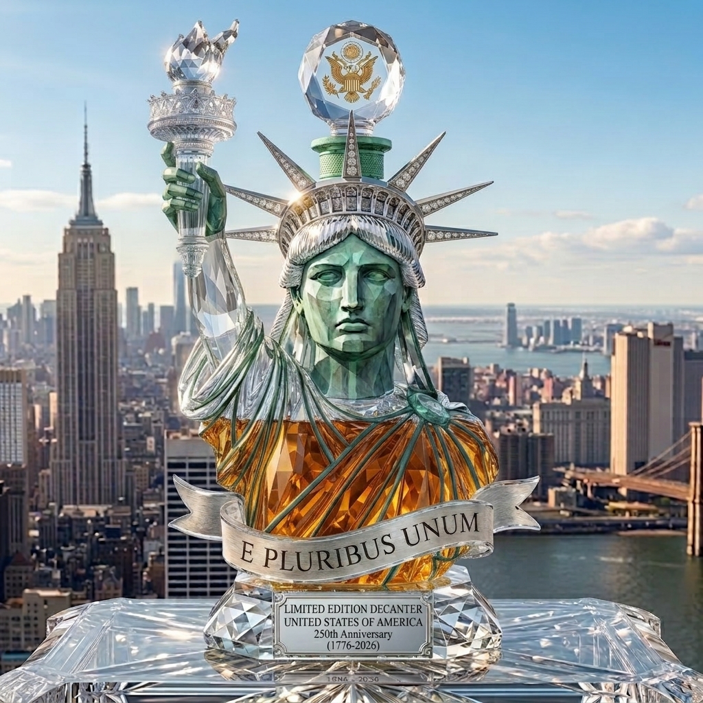 Statue of Liberty Official US 250th Anniversary Commemorative Crystal Glass Decanter
