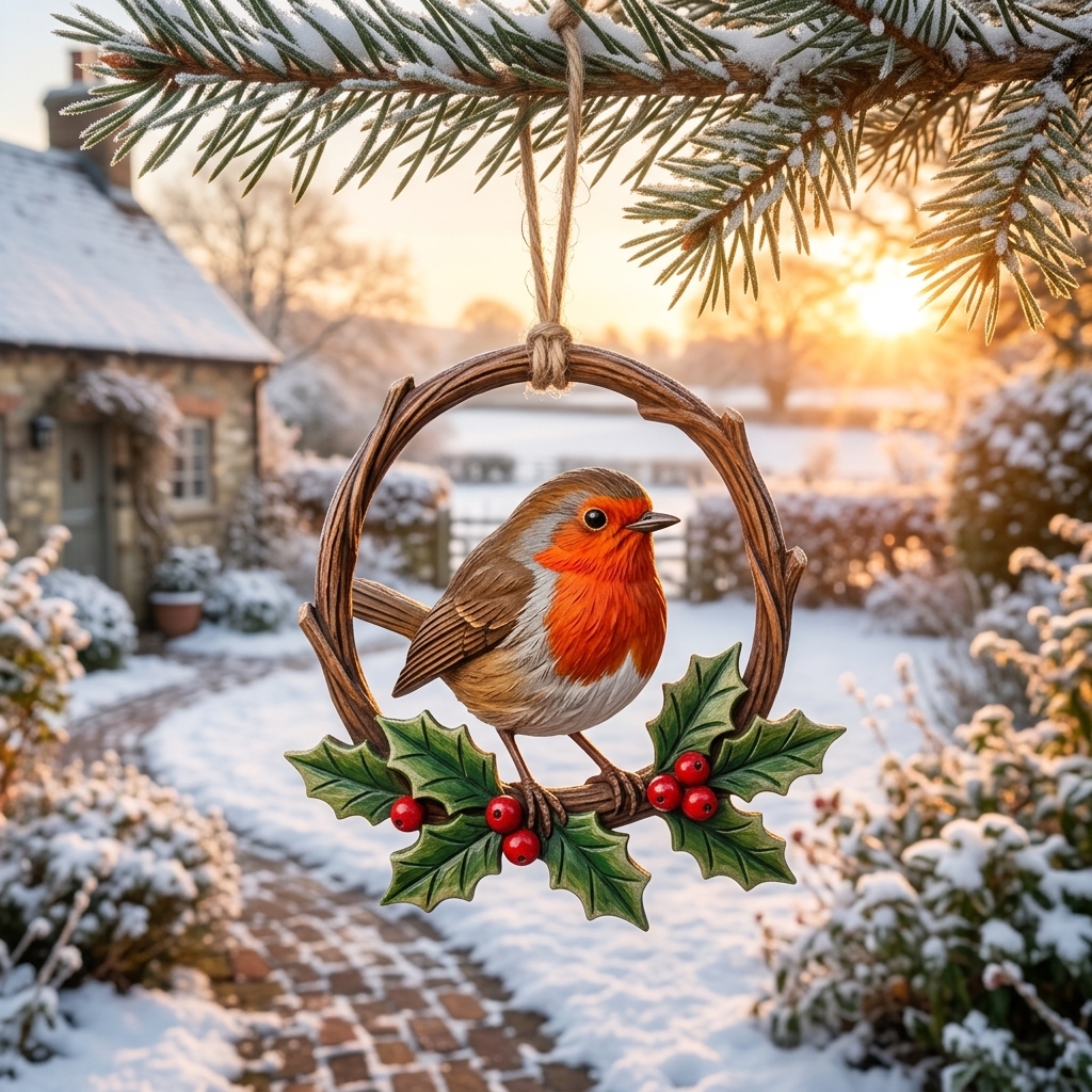 Handcrafted 3D Wooden Songbird Trio Christmas Tree Ornaments 🐦🎄