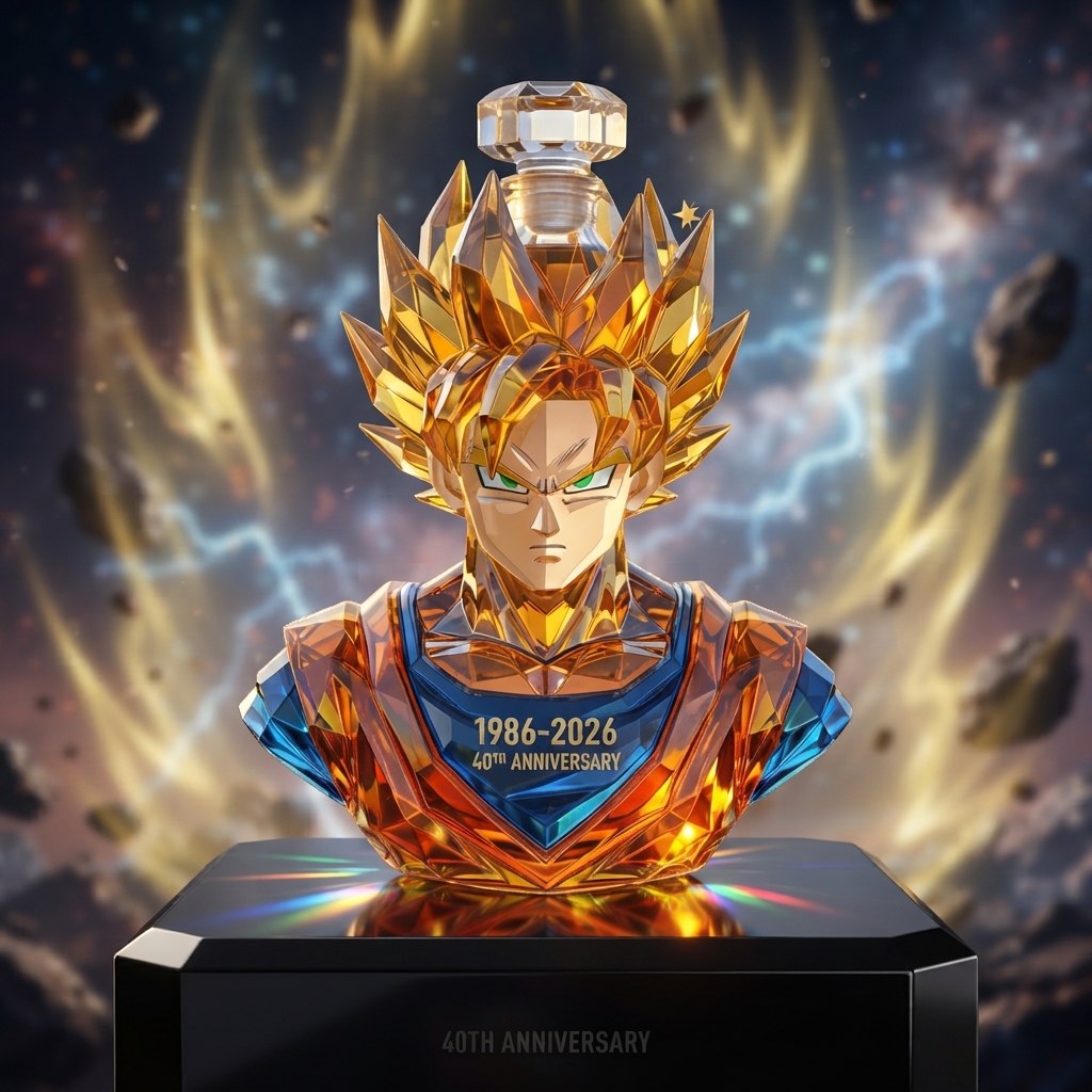 Super Saiyan 40th Anniversary Crystal Whiskey Decanter ⚡🔥 | Golden Warrior Spirits Bottle🥃✨
