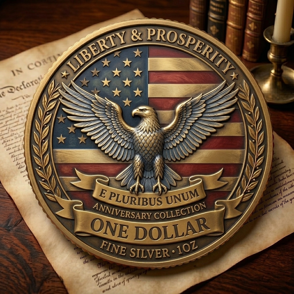 US 250th Anniversary Commemorative Coin – 1776–2026 Semiquincentennial Patriotic Eagle Challenge Coin