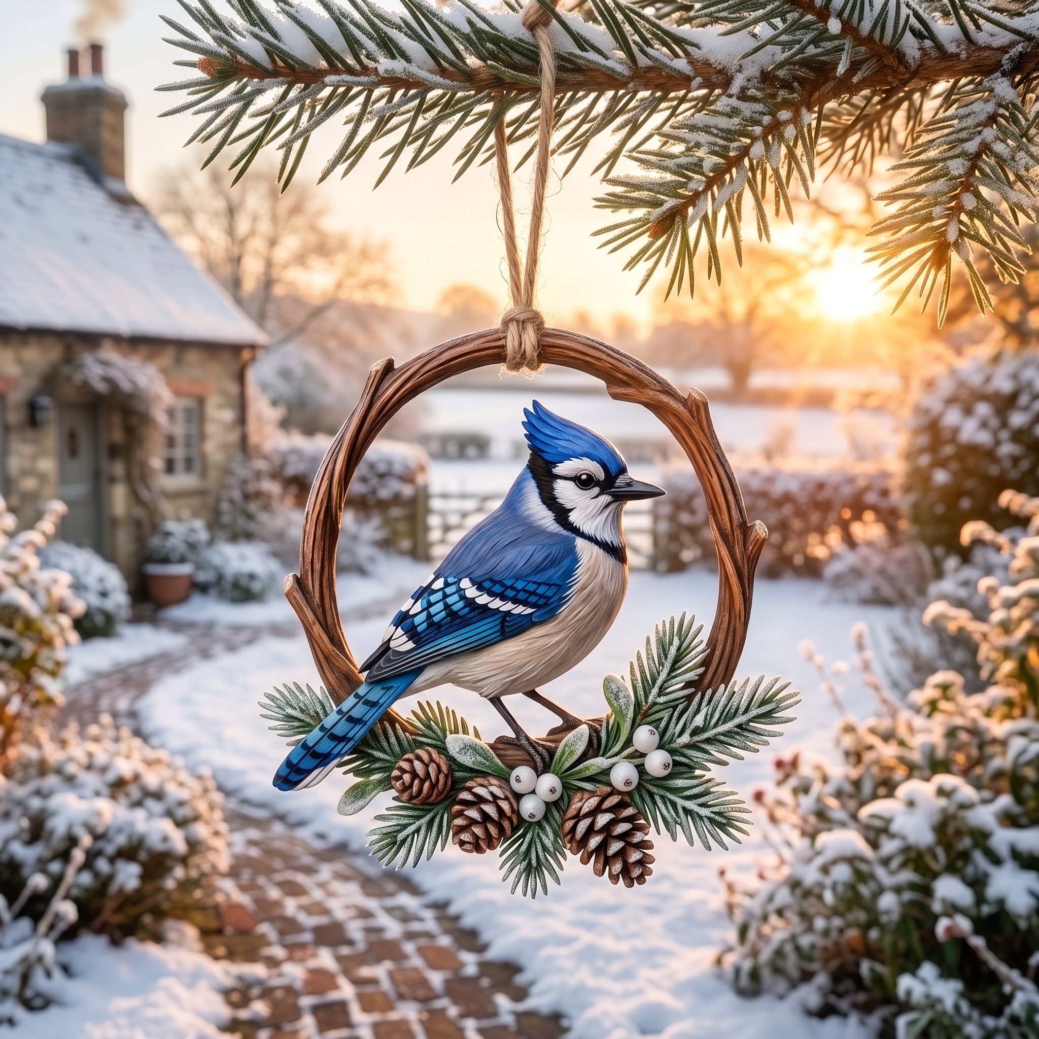 Handcrafted 3D Wooden Songbird Trio Christmas Tree Ornaments 🐦🎄