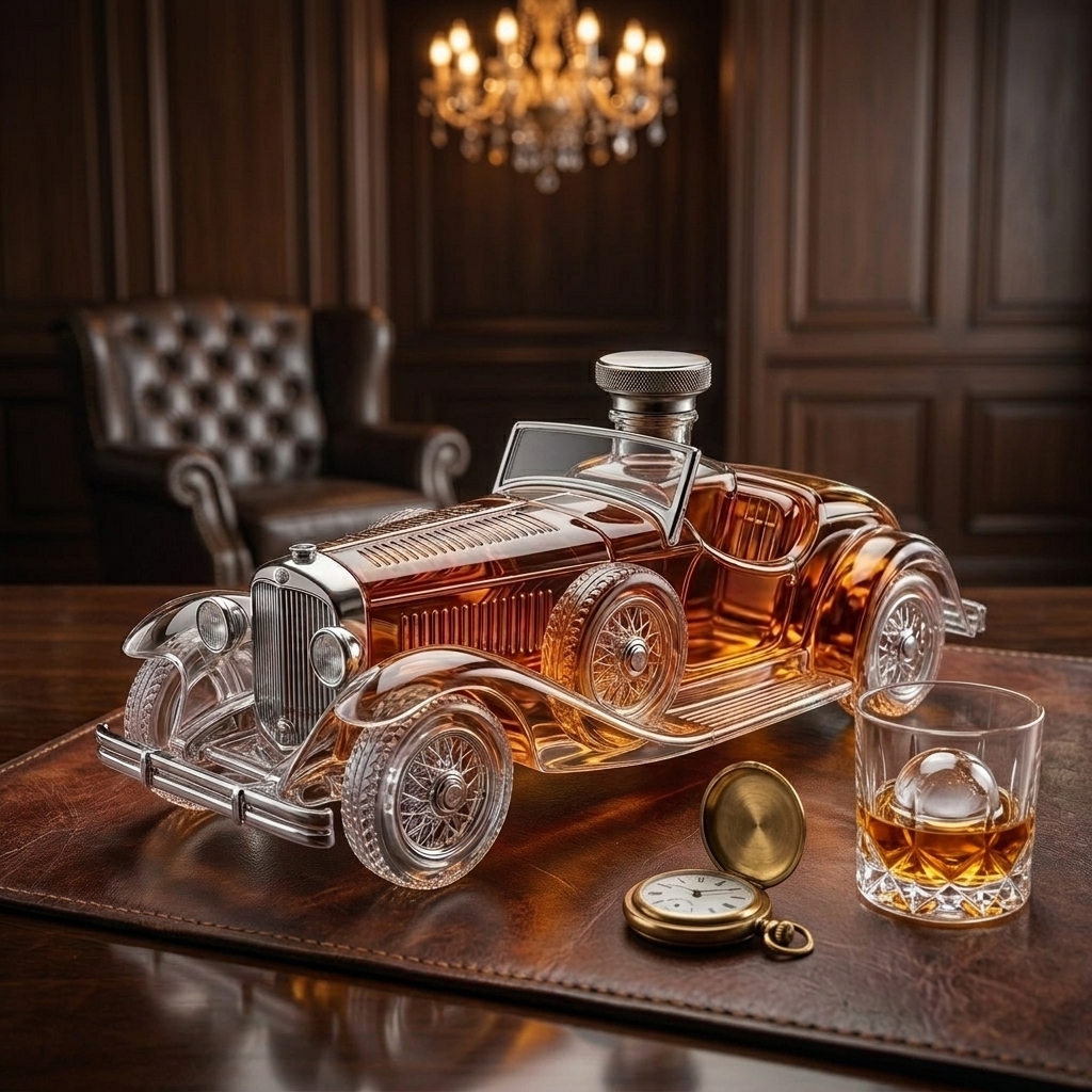 1930s Gatsby Classic Vintage Roadster Crystal Whiskey Decanter 🏎️🎩