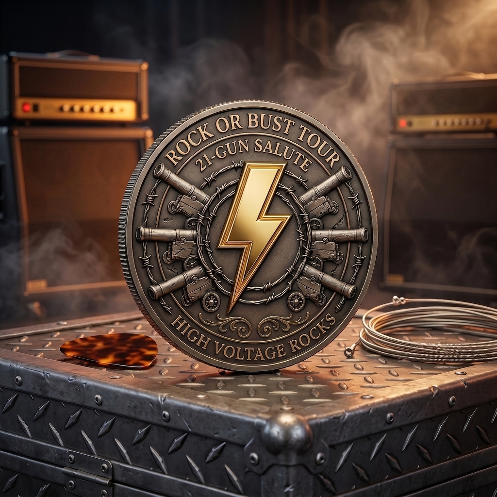 AC/DC Angus Young "Hell’s Fire" 3D Commemorative Coin 🎸⚡