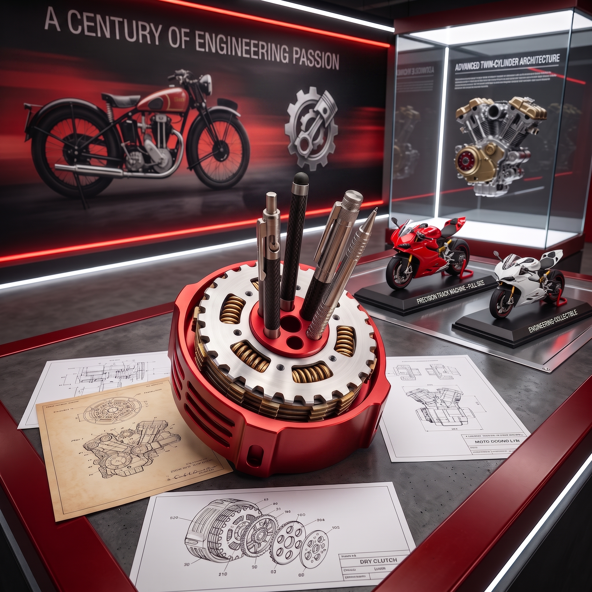 Racing Dry Clutch Desktop Pen Holder 🏍️🔥 | Billet Aluminum Mechanical Desk Organizer⚙️✨