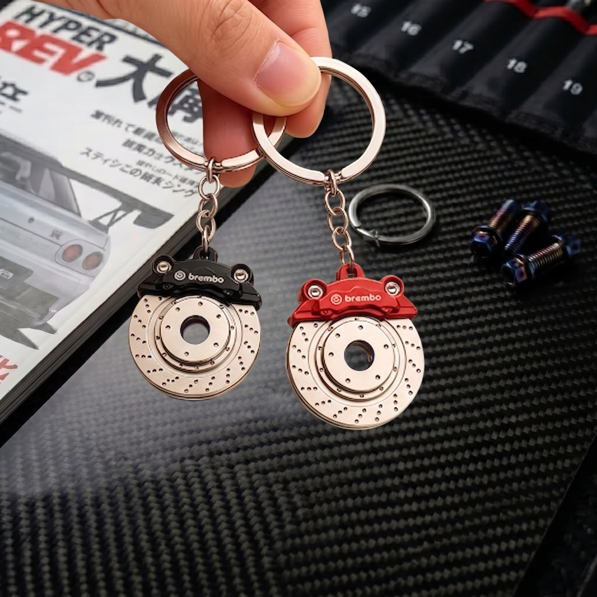 Precision-Engineered Metal Performance Car Brake Rotor Keychains