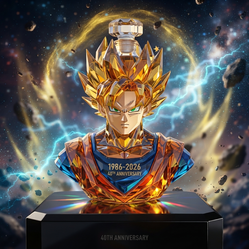 Super Saiyan 40th Anniversary Crystal Whiskey Decanter ⚡🔥 | Golden Warrior Spirits Bottle🥃✨