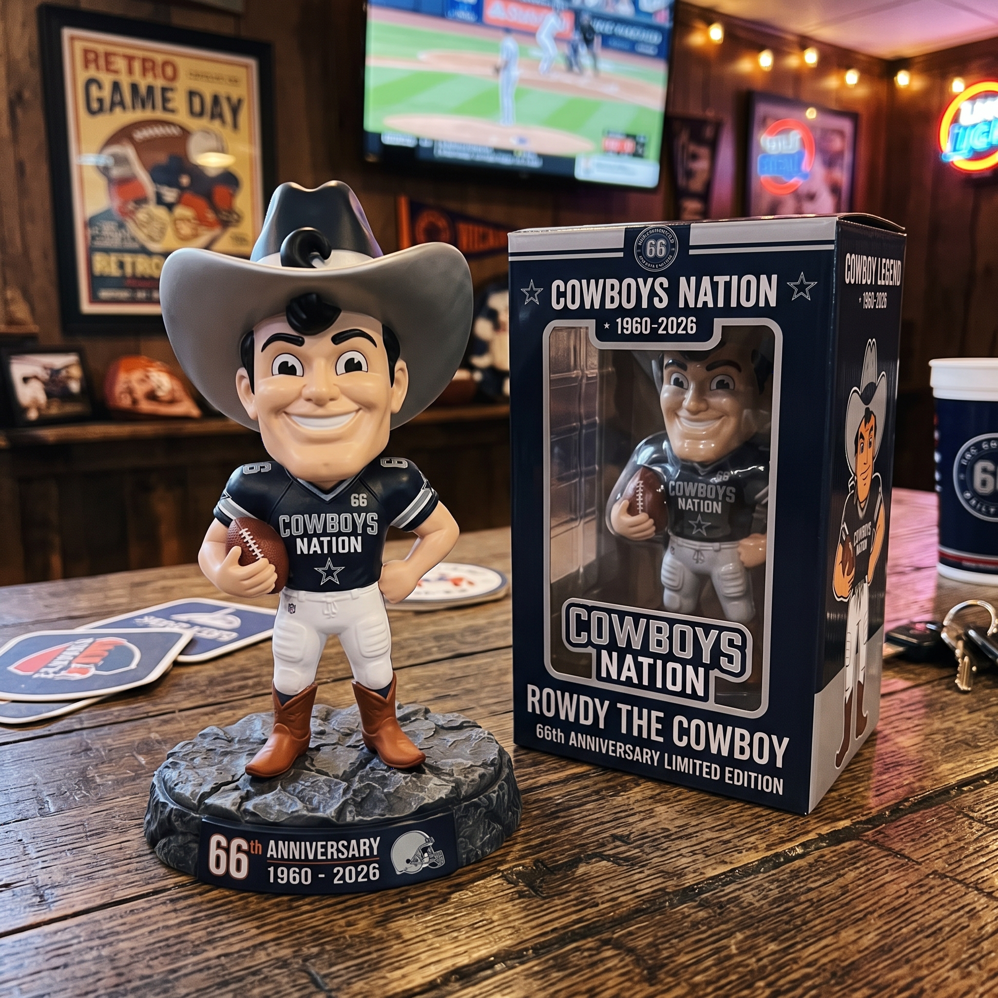 🤠 Cowboys Nation Rowdy The Cowboy 66th Anniversary Figure 🏈