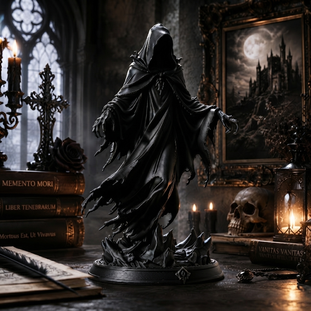 The Shadow Wraith Dark Gothic Statue 🌑🕯️ | Cloaked Grim Reaper Desktop Sculpture🖤✨