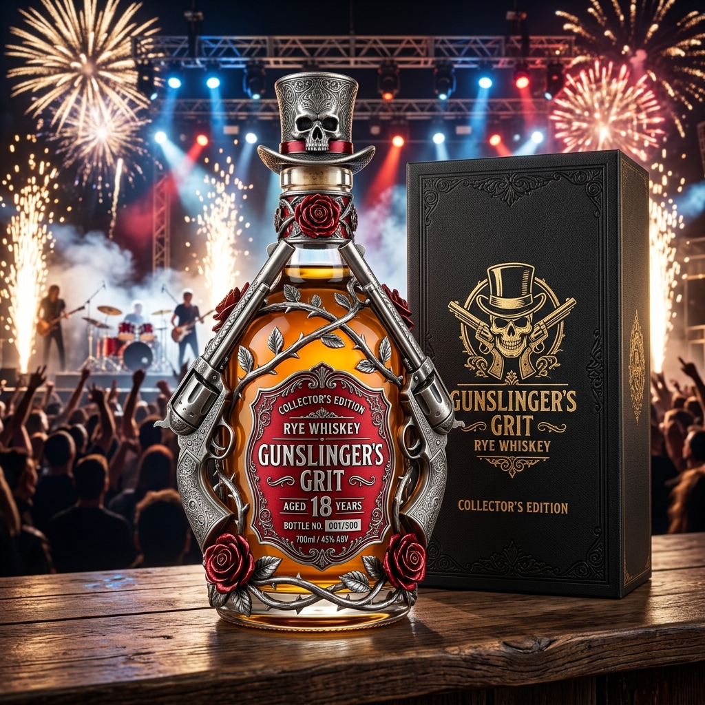 Gunslinger’s Grit Collector’s Edition Rye Whiskey Decanter 🎸🔥