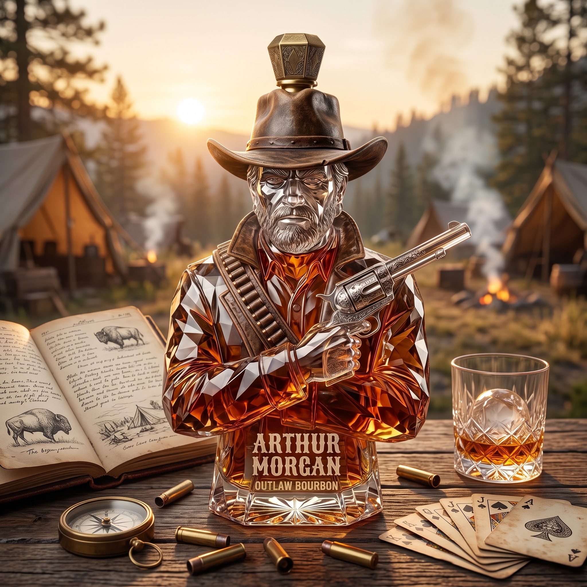 Arthur Morgan Outlaw Bust Crystal Whiskey Decanter 🤠🥃