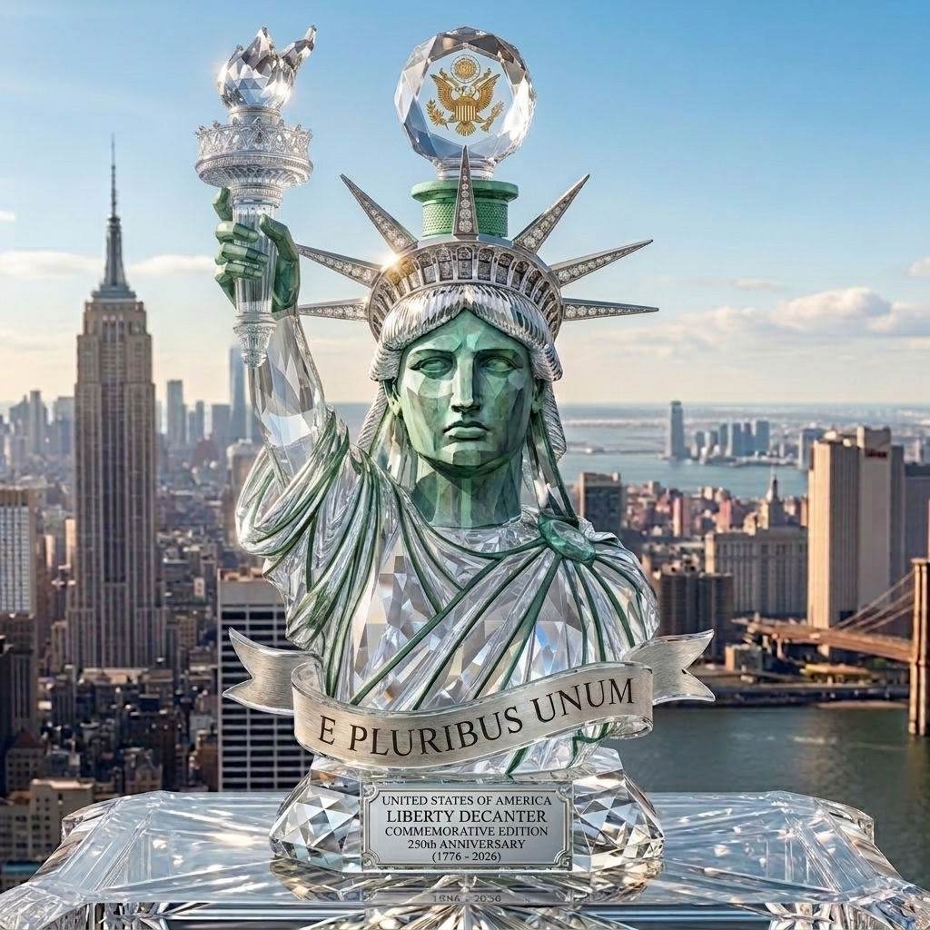 Statue of Liberty Official US 250th Anniversary Commemorative Crystal Glass Decanter