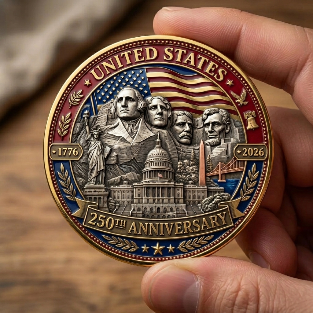 United States Semiquincentennial 250th Anniversary Commemorative Coin (1776–2026) – Patriotic American Heritage Challenge Coin