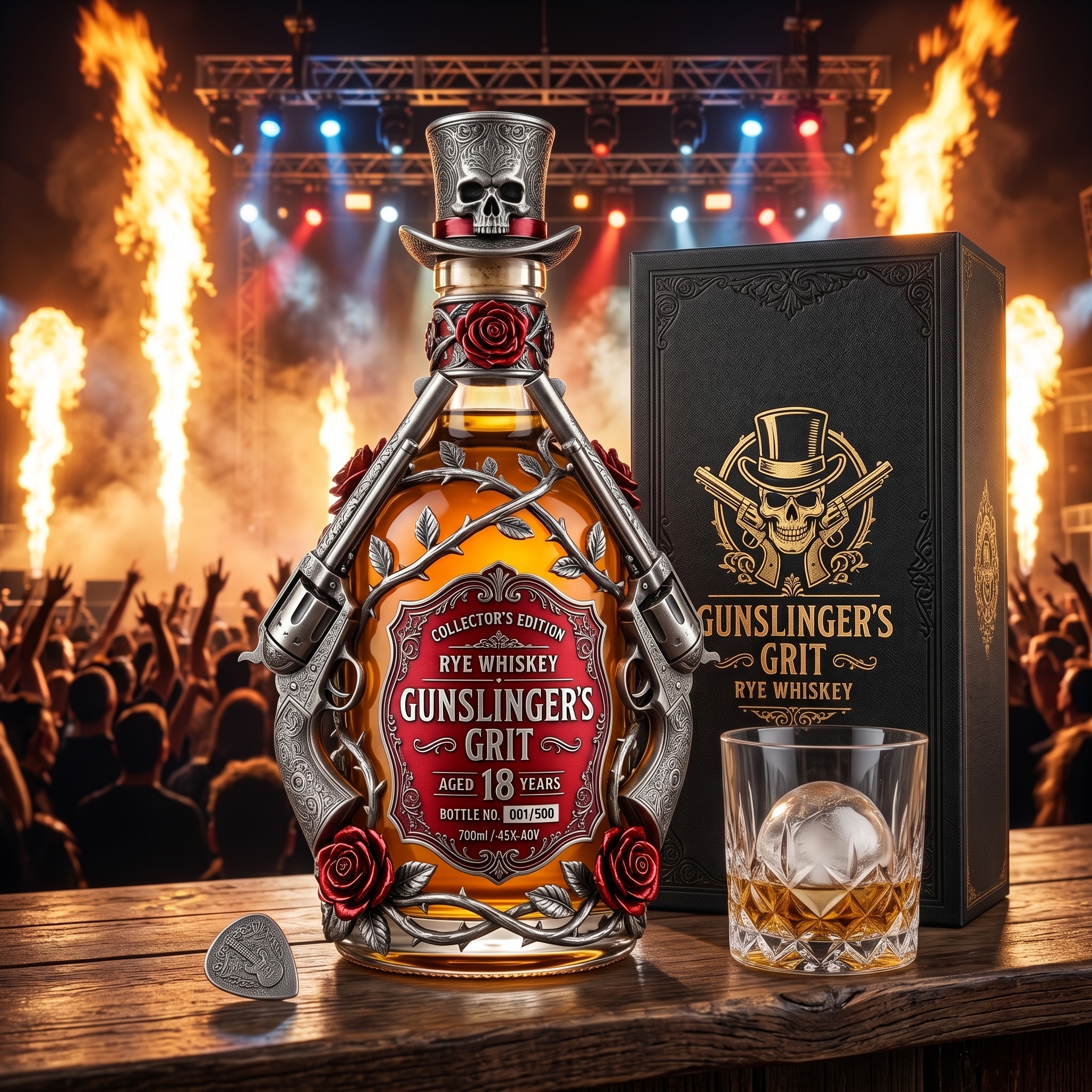 Gunslinger’s Grit Collector’s Edition Rye Whiskey Decanter 🎸🔥