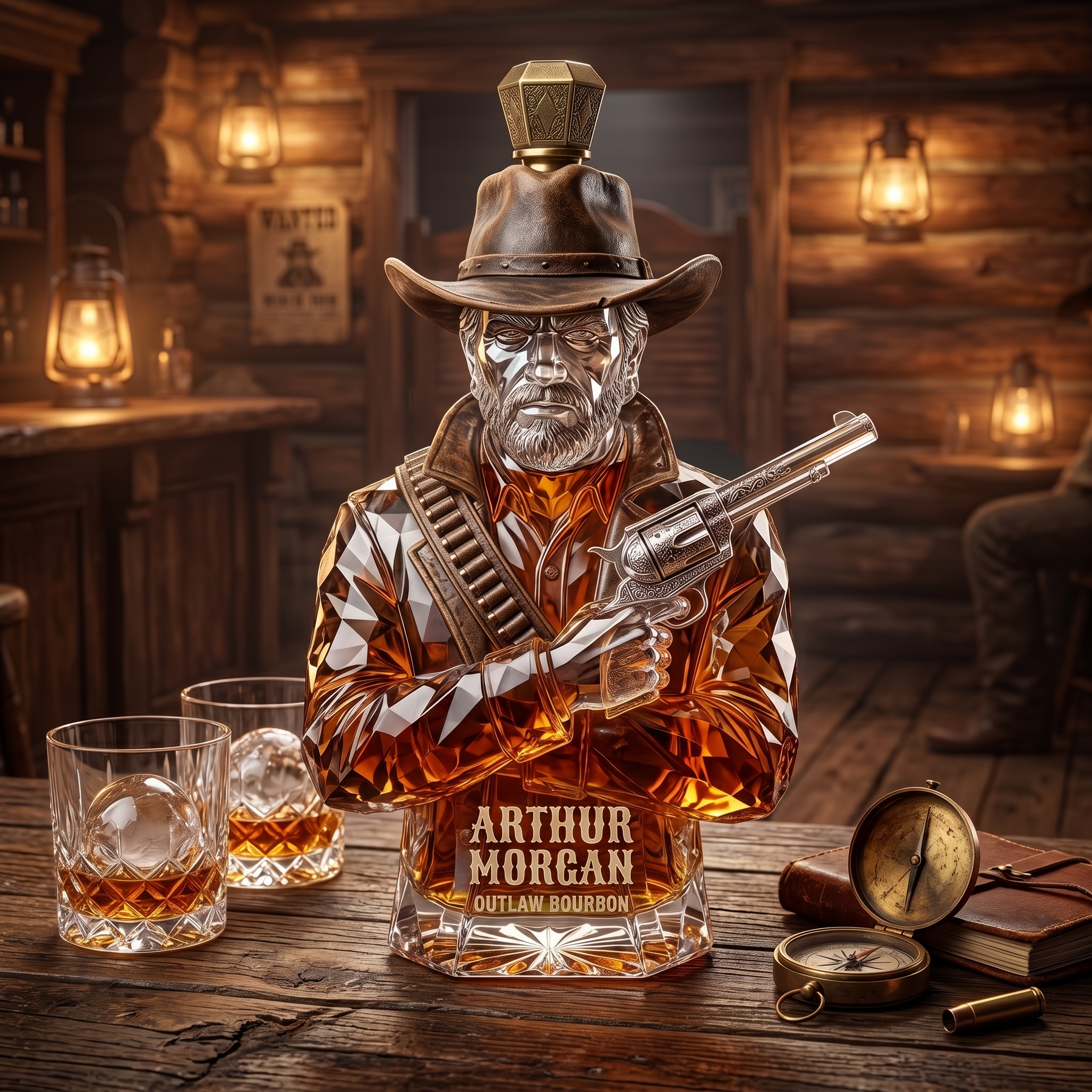 Arthur Morgan Outlaw Bust Crystal Whiskey Decanter 🤠🥃