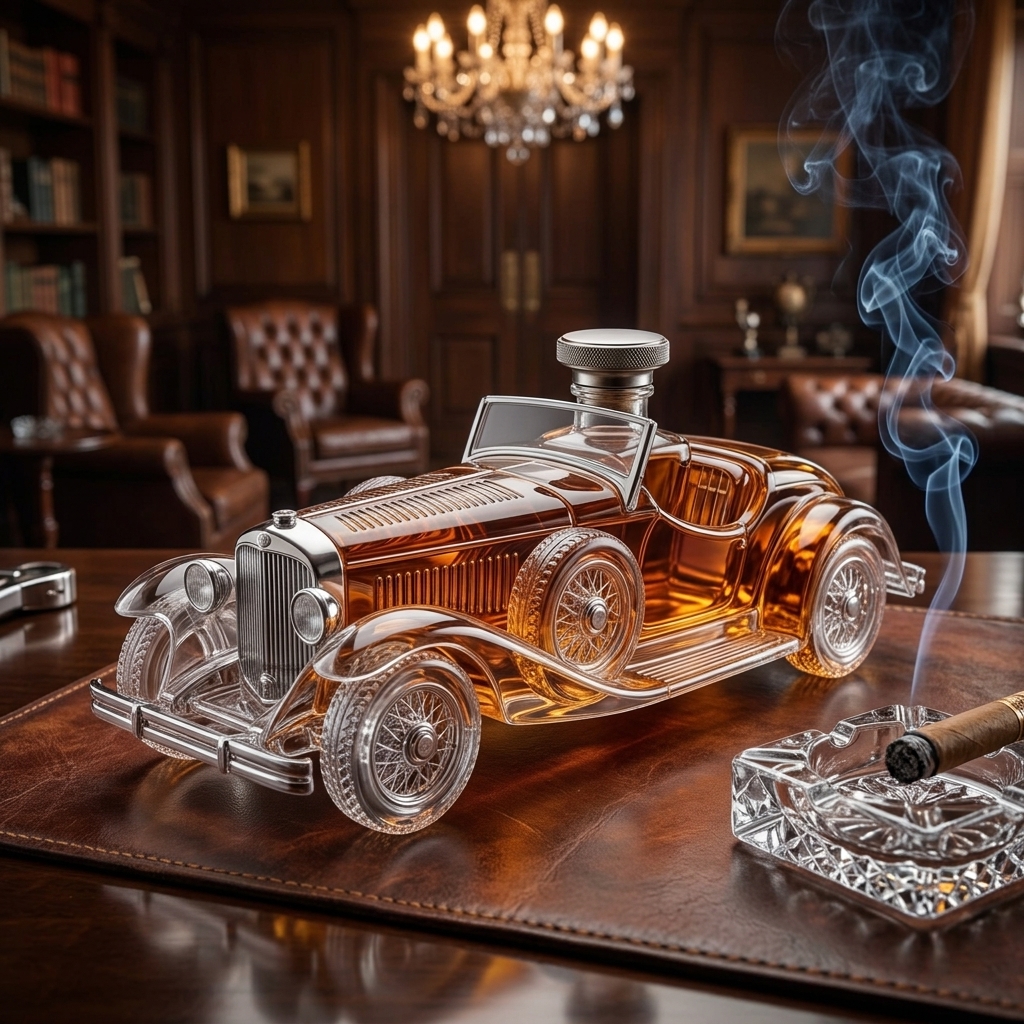 1930s Gatsby Classic Vintage Roadster Crystal Whiskey Decanter 🏎️🎩