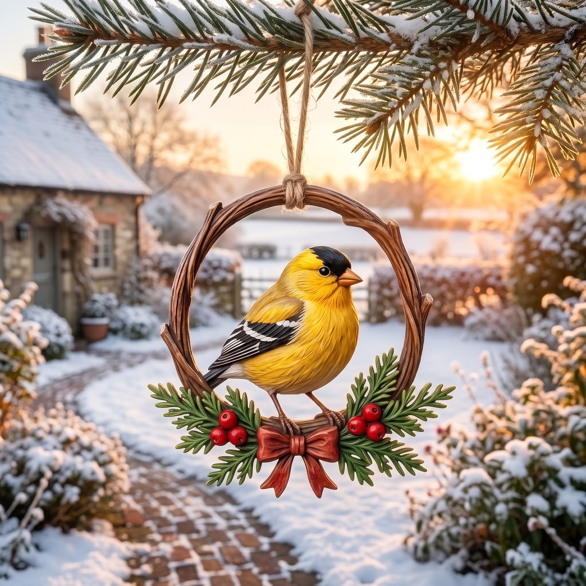 Handcrafted 3D Wooden Songbird Trio Christmas Tree Ornaments 🐦🎄