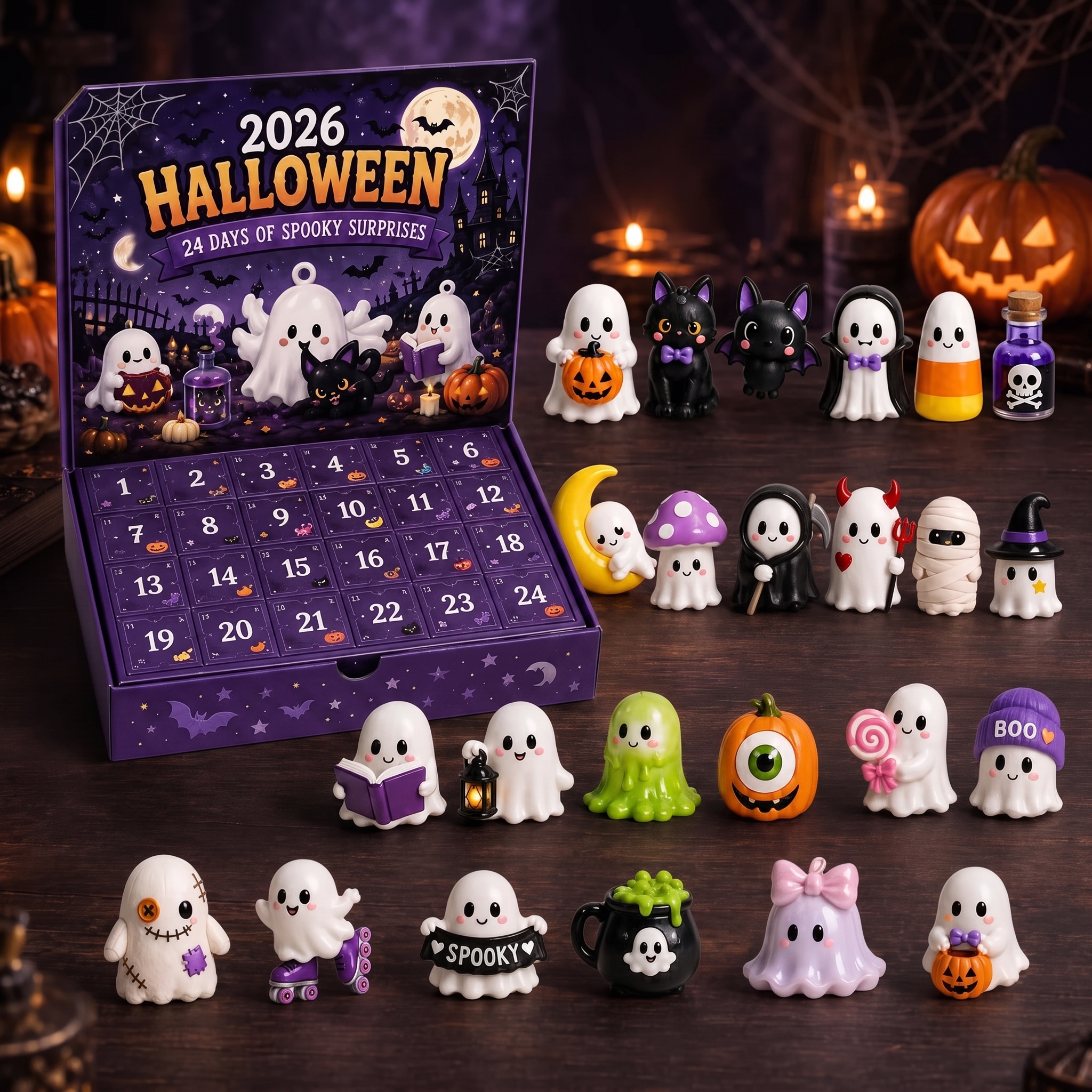 🎃Halloween Advent Calendar - 24 Days of Spooky Surprises & Horror Movie Legends Blind Box Countdown