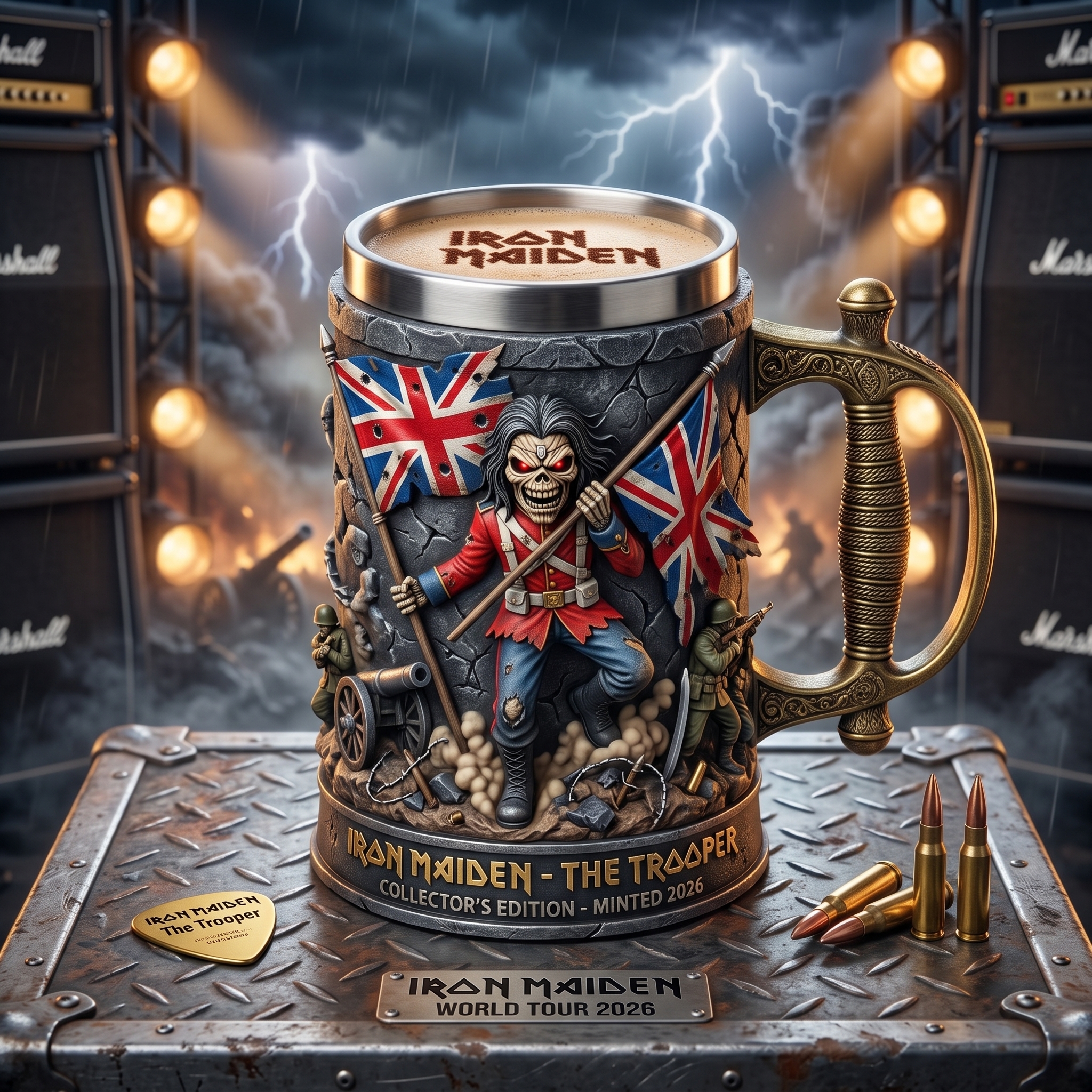 Iron Maiden "The Trooper" 3D Heavy Metal Beer Stein 🍺⚔️