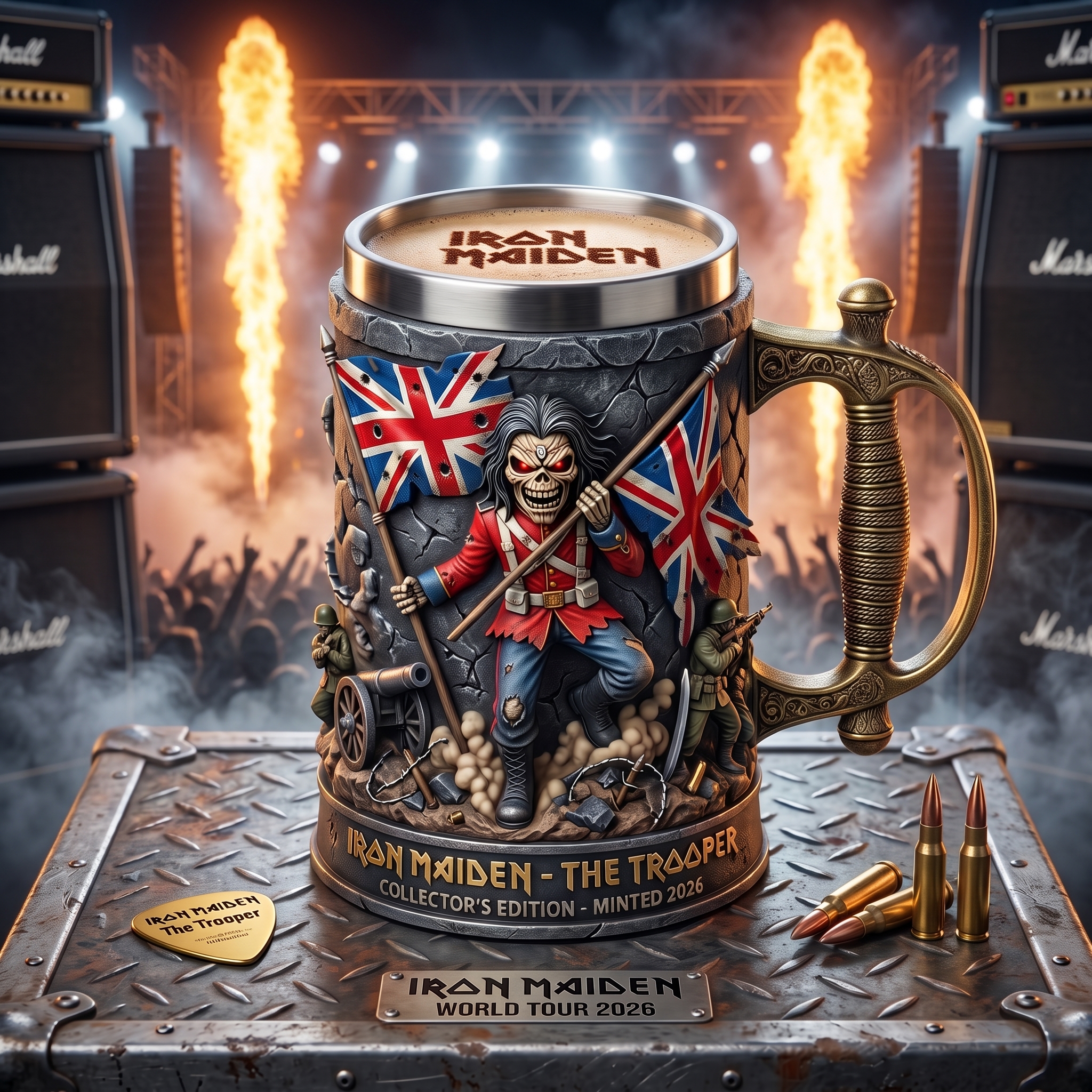 Iron Maiden "The Trooper" 3D Heavy Metal Beer Stein 🍺⚔️