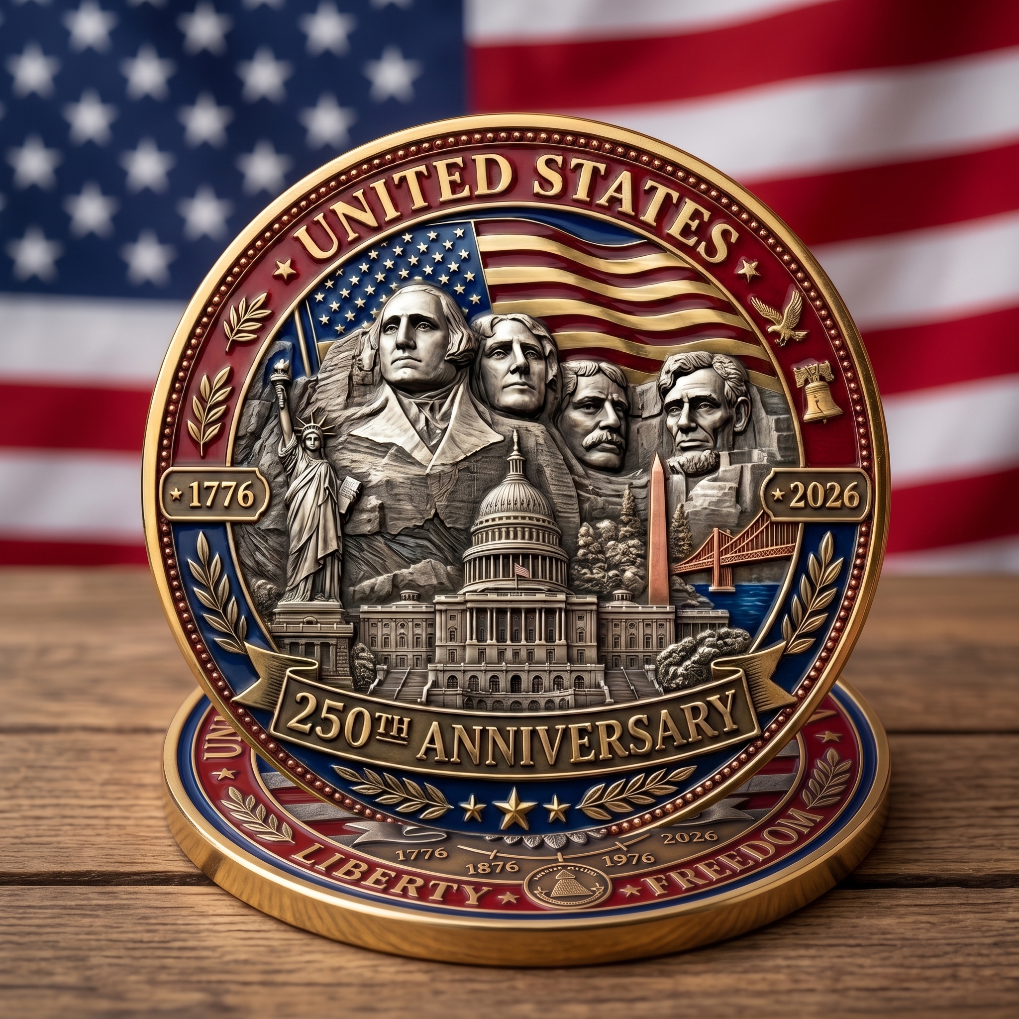 United States Semiquincentennial 250th Anniversary Commemorative Coin (1776–2026) – Patriotic American Heritage Challenge Coin