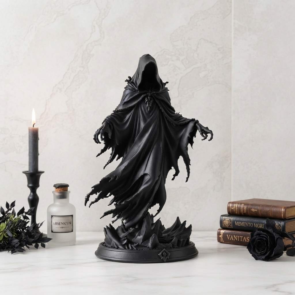 The Shadow Wraith Dark Gothic Statue 🌑🕯️ | Cloaked Grim Reaper Desktop Sculpture🖤✨