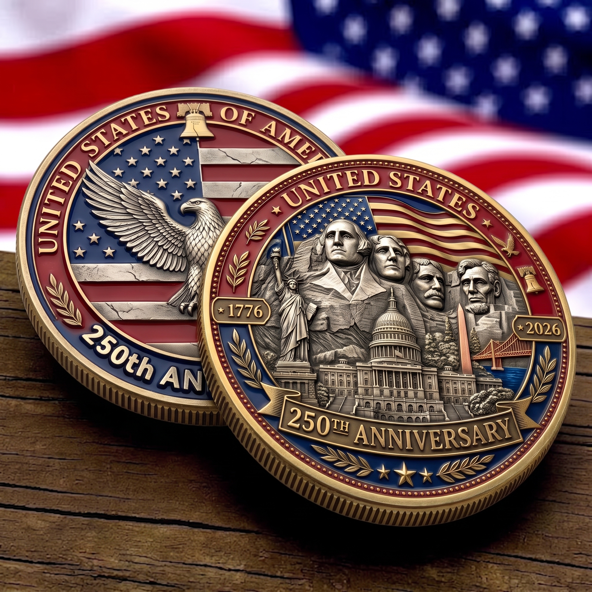 United States Semiquincentennial 250th Anniversary Commemorative Coin (1776–2026) – Patriotic American Heritage Challenge Coin