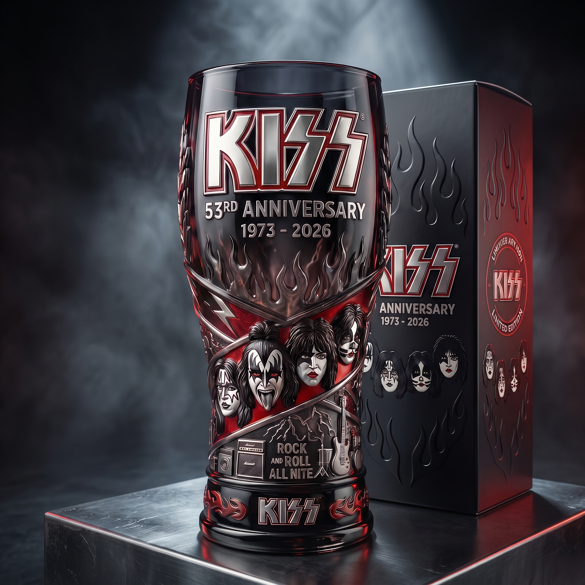 🎸 KISS Rock Legends Beer Glass (1973–2026) 🍺