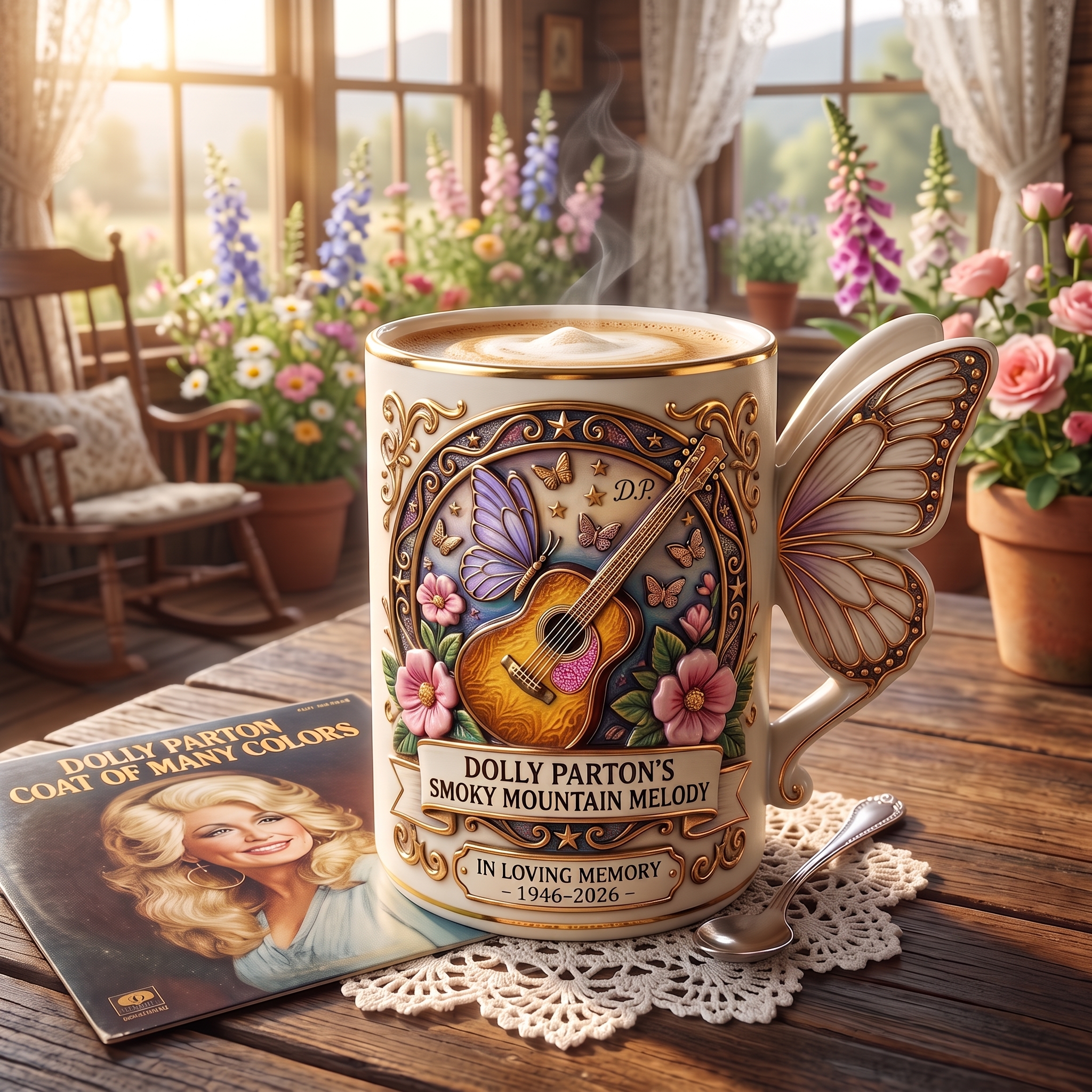 Dolly Parton "Smoky Mountain Melody" 3D Memorial Mug 🦋☕