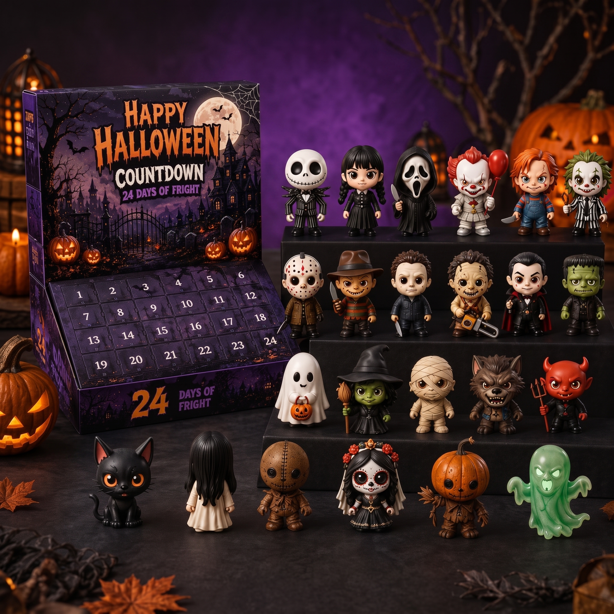 🎃Halloween Advent Calendar - 24 Days of Spooky Surprises & Horror Movie Legends Blind Box Countdown