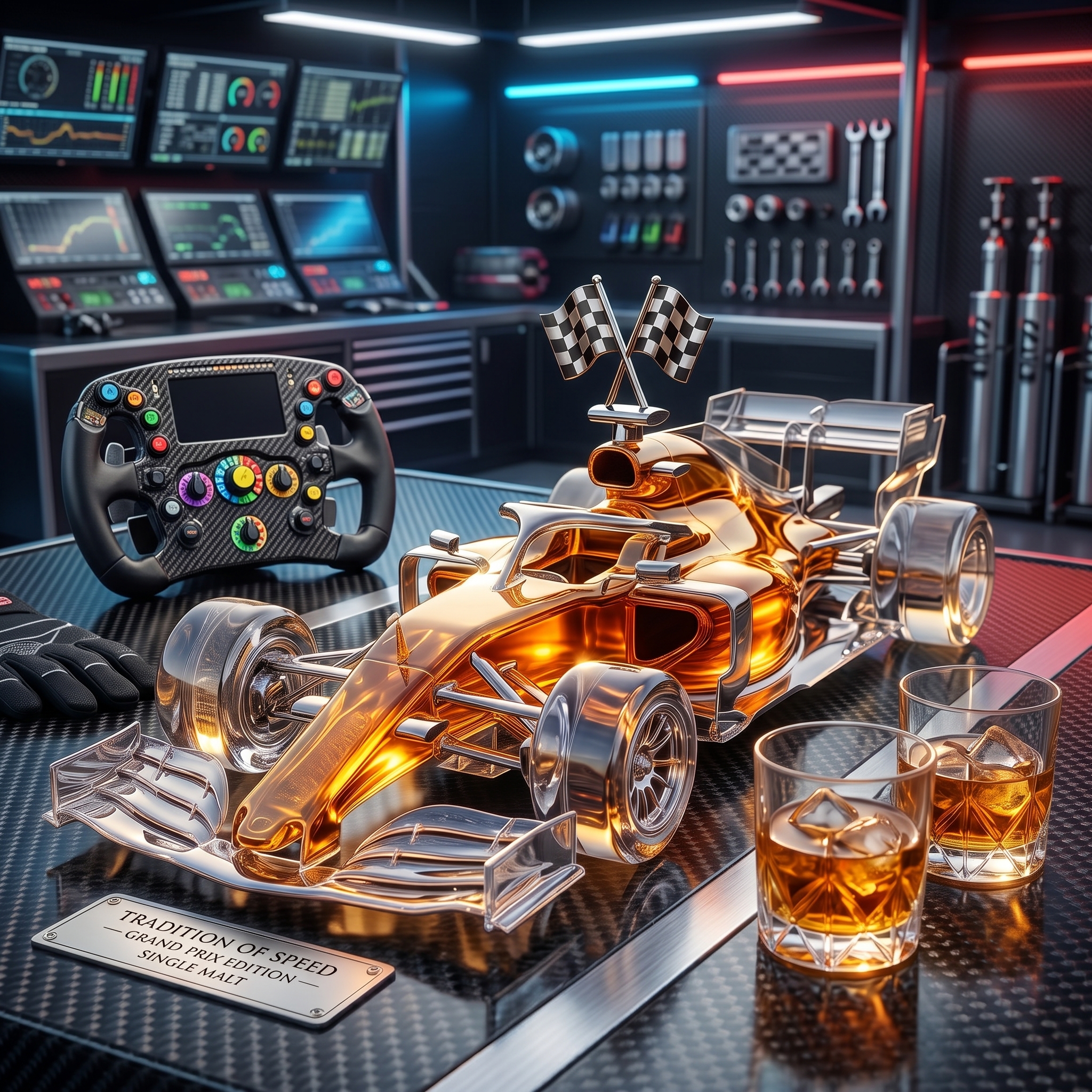Formula 1 Grand Prix Edition Crystal Race Car Whiskey Decanter 🏎️🏁