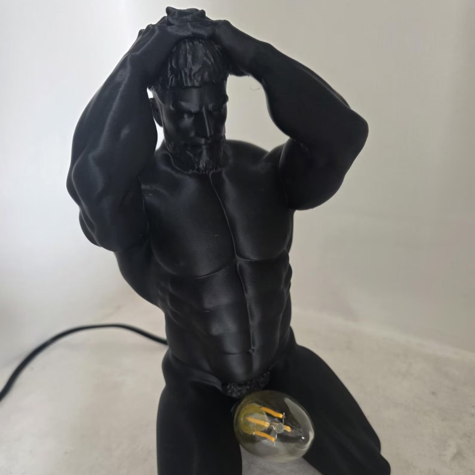 3D Printed Male Figure Table Lamp, Modern Sculpture Light, Artistic Desk Decor