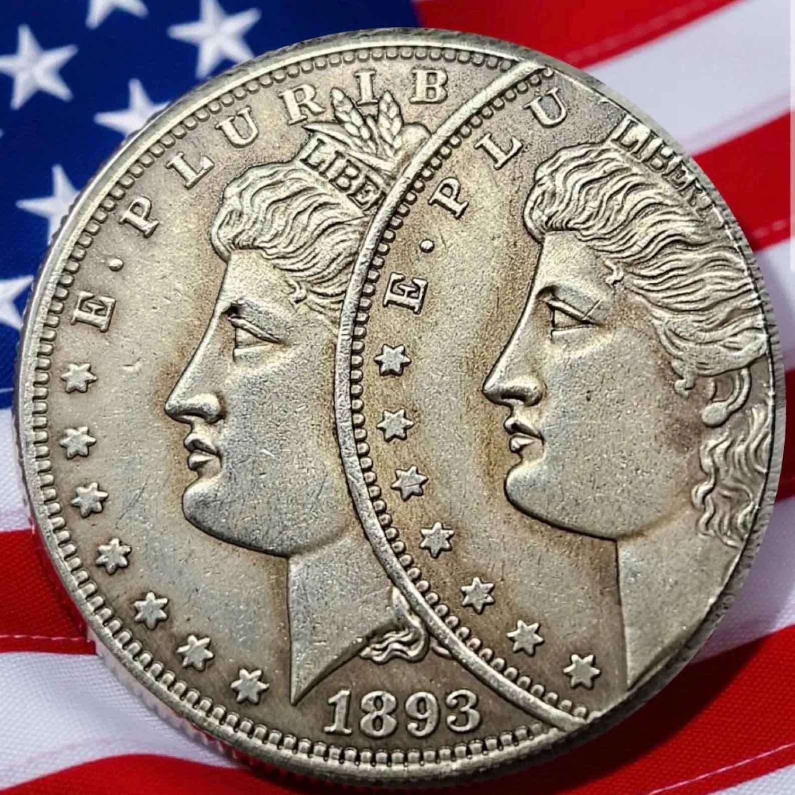 1893 Double Struck Mint Error Morgan Silver Dollar | Rare Double Stamping Replica Coin