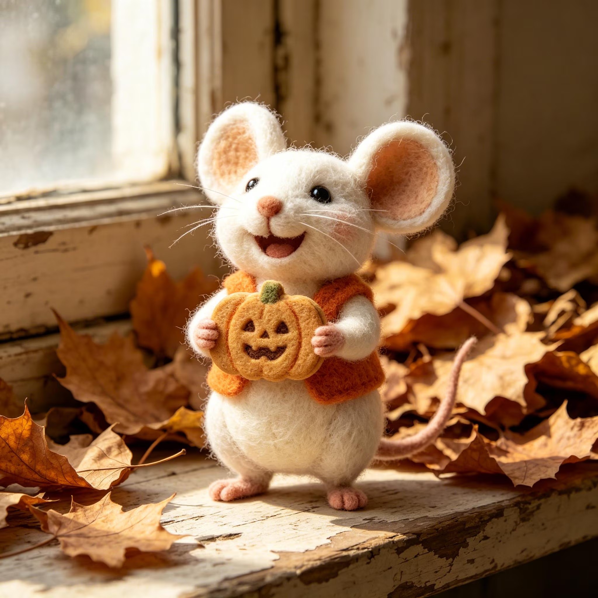 🍂 Oh My Gourd! Adorable Handmade Needle Felted Pumpkin Mouse Collection