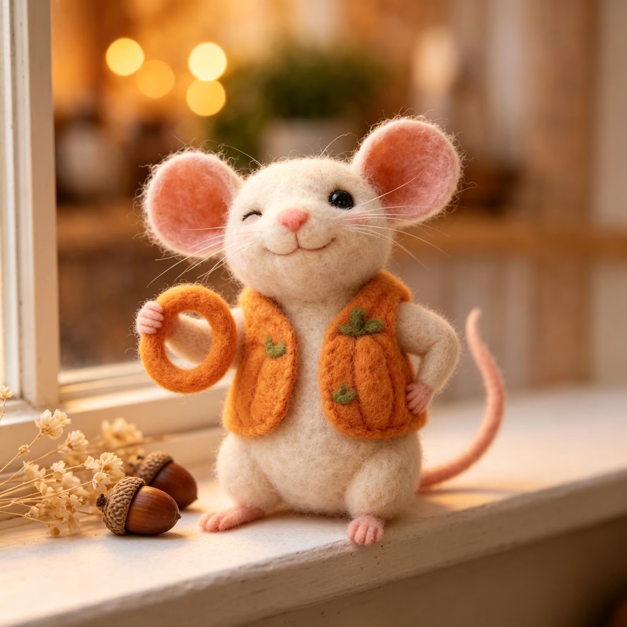 🍂 Oh My Gourd! Adorable Handmade Needle Felted Pumpkin Mouse Collection