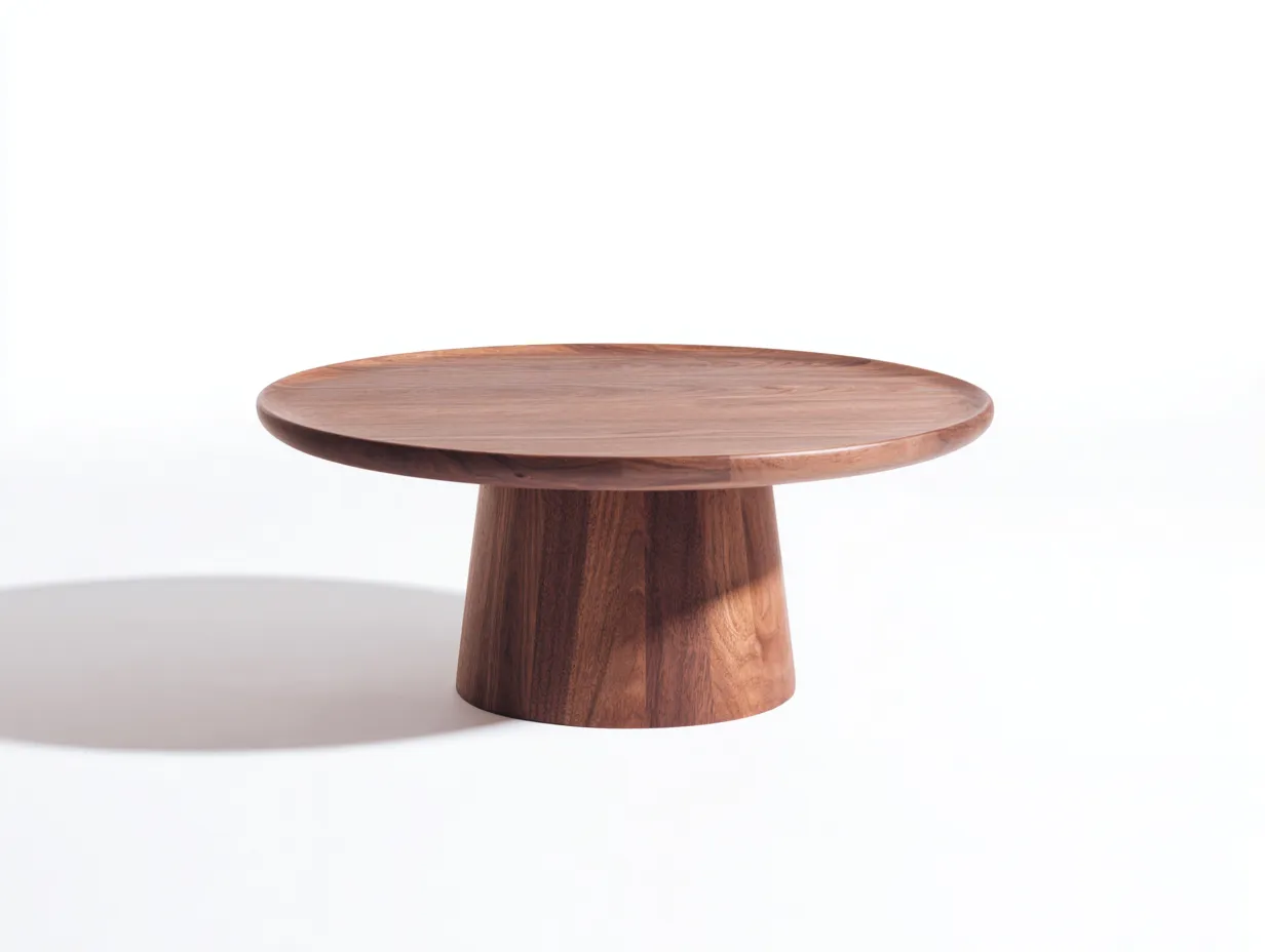 Mesa de centro redonda de madera 90x90x36 cm - marrón - pedestal cilíndrico para salón
