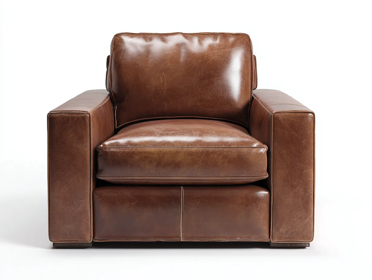 Sillón tapizado efecto cuero 108x96x83 cm - marrón oscuro - para salón