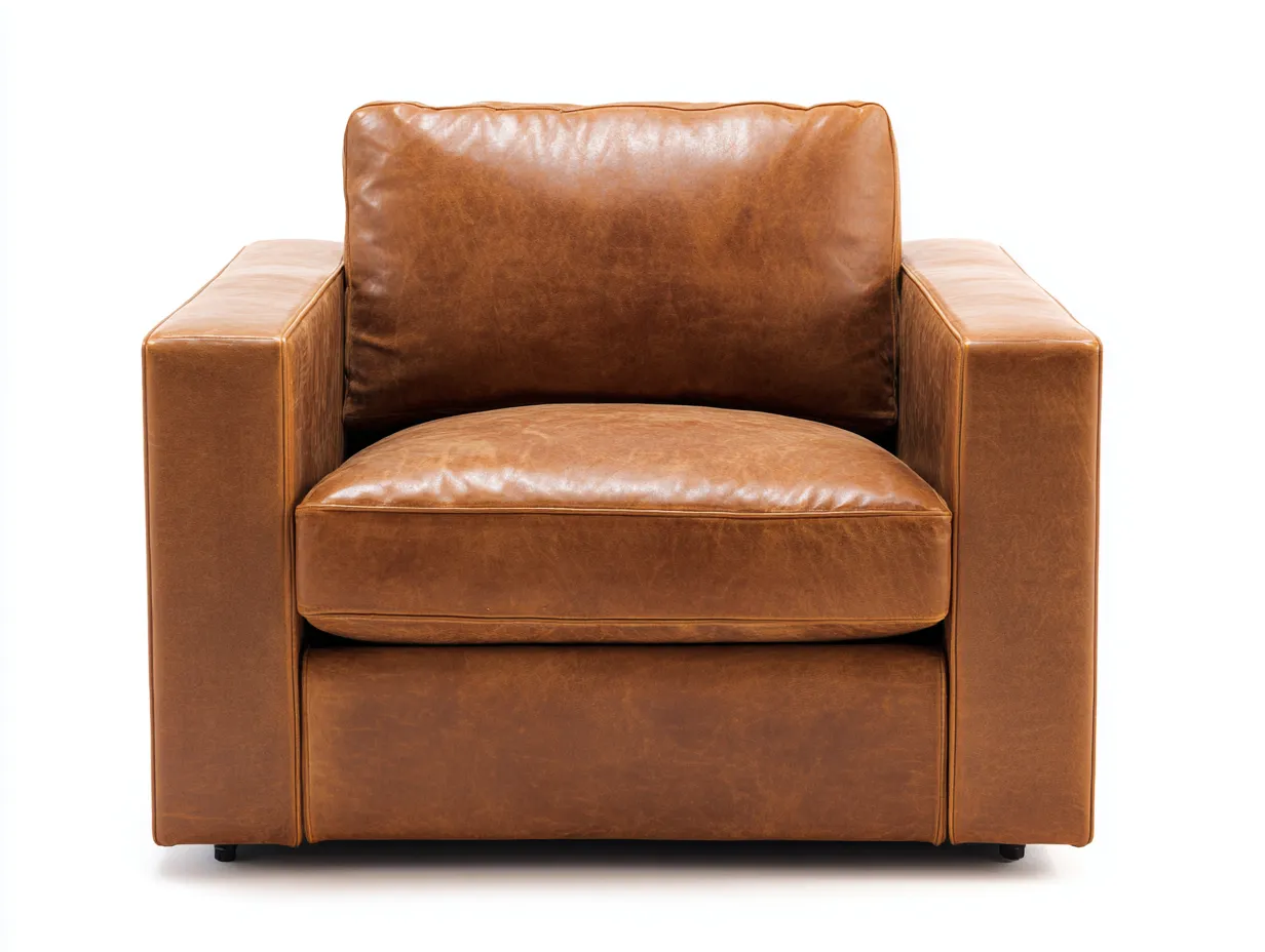 Sillón tapizado efecto cuero 103x91x83 cm - marrón - para salón