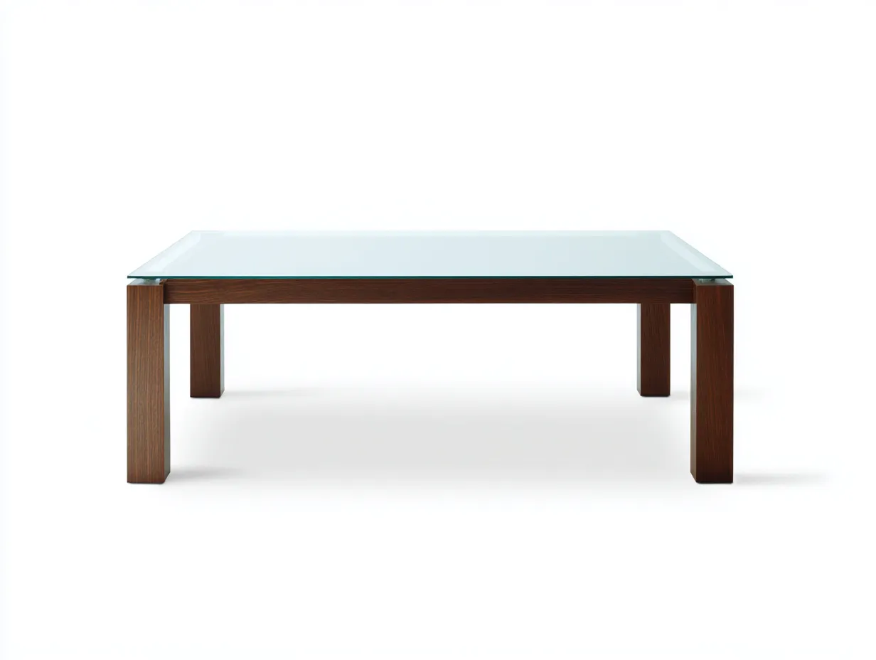Mesa de centro vidrio y madera oscura 130x70x40 cm - transparente marrón - forma rectangular