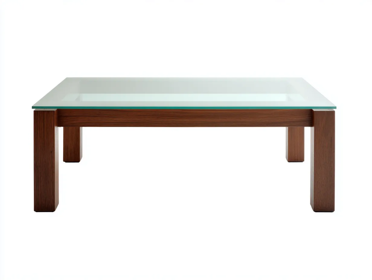 Mesa de centro vidrio rectangular y madera 125x70x39 cm - transparente marrón - estilo robusto