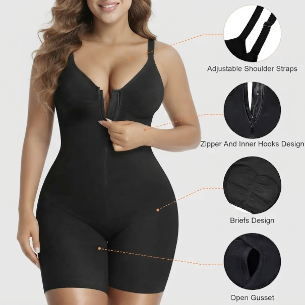 Shapewear for Women Tummy Control Bodysuits Zip-Up Comfort Ultra Stretch Fabric Customizable Fit Breathable Mesh Design Comfortable Fit