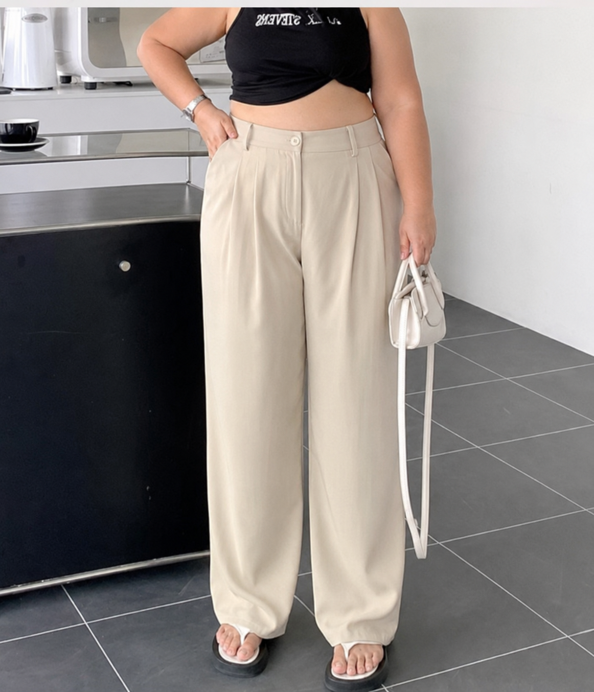 Summer new lightweight suit pants, high-waisted, slimming, versatile, straight-leg, casual, loose, wide-leg trousers