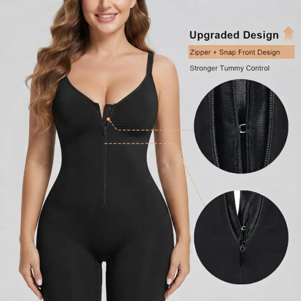 Shapewear for Women Tummy Control Bodysuits Zip-Up Comfort Ultra Stretch Fabric Customizable Fit Breathable Mesh Design Comfortable Fit